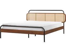 BOUSSICOURT - Bed - Donkerbruin - 160 x 200 cm - Rubberhout