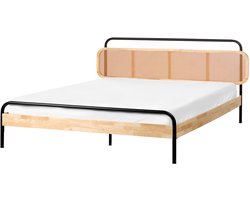 BOUSSICOURT - Tweepersoonsbed - Lichtbruin - 180 x 200 cm - Rubberhout