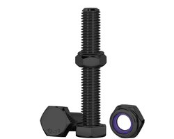 Bouten en moeren M8, 10 stuks bouten en moeren M8 X 60 mm schroevenset met zelfborgende moeren, roestvrij staal, A2 V2A, set moeren en bouten voor machines, meubels, 3D-print, auto, zwart