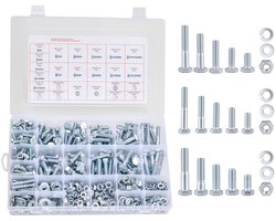 Bouten- en Moerenset - Assortiment 566-delig - Gelegeerd Staal - Ringen en Machineschroeven - Imperiaal (UNC) 1/4-20, 5/16-18, 3/8-16 - Meubel-, Apparaat- en Voertuigmontage