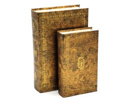 Boutique Trukado - Opbergdoos boek - Antiek Goud met Wapenschild - Opbergboeken set - opbergboek - Wapenschild