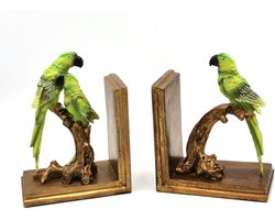 Boutique Trukado - Papegaaien Boekensteunen Set van 2 - Zeer gedetailleerd en kleurrijk! - (hxbxd) 18cm x 14cm x 9cm