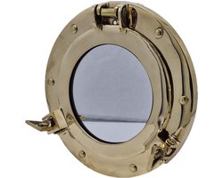 Boutique Trukado - Patrijspoort Wandspiegel - messing - Ø 20cm