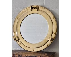 Boutique Trukado - Patrijspoort Wandspiegel - messing - Ø 28cm