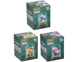Bouwblokken Bloemen in Glazen Stolp.