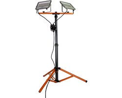 Bouwlamp op statief | 2x 50 watt | Zwart / Oranje | 10.000 lumen