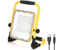 Bouwlamp - werklicht oplaadbaar - USB | LED 50W=150W schijnwerper | daglichtwit 6500K - 3 standen + flits blauwrood | waterdicht IP65