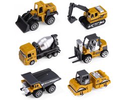 Bouwplaatsvoertuigen Metalen plastic graafmachine, bouwvoertuigen speelgoedauto voor kinderen vanaf 2 jaar Inclusief geschenken Graafmachine, wegscooter, kiepwagen, betonmolen, bulldozer, vorkheftruck