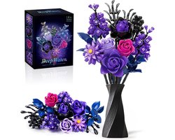 Bouwstenen Boeket Paarse Bloemen Set voor Volwassenen - 822 Stuks Botanische Decoratie