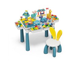 Bouwtafel met 458 Bouwblokken – Speeltafel – Activiteiten Tafel – Kindertafel – Geschikt voor Duplo® – Watertafel en Zandtafel – 456 Bouwblokken – Speelgoed 1 jaar – Speelgoed 2 Jaar – Speelgoed 3 Jaar