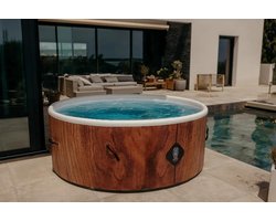 Bovengronds Zwembad Rond 180 cm – 1200 L – Imitatie Hout Design – Luxe Opblaasbaar Terras Zwembad met Filterpomp – 70 cm Hoog – Industrial Home Fiji Premium Pool