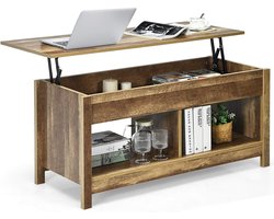 Bovenkant optillen Salontafel, moderne hef tafelblad opslag koffietafel, Multifunctionele Accent meubilair met verborgen compartimenten en verdeelde planken, ideaal voor woonkamer (Eiken)