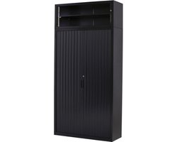Bovenkast roldeurkast, kantoorkast, archiefkast | 46.5x120x43.5 cm | Zwart | RKP-107