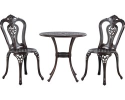 BOVINO - Bistroset voor 2 - Donkerbruin - Aluminium