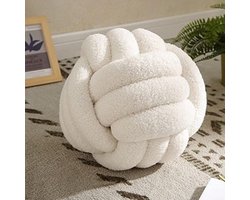 Bow Ball Pillow, geknoopt balkussen | Handgeweven bankkussen | Ultrazacht | Company kussen | Bankkussen,22*22cm,Gebroken wit
