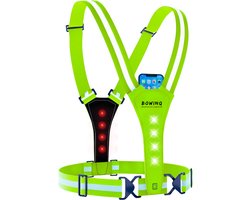 BOWINQ® London 200 Neon - Hardloopvest oplaadbaar - Running vest - LED verlichting - Telefoonhouder - Reflecterend - Waterdicht - USB-C