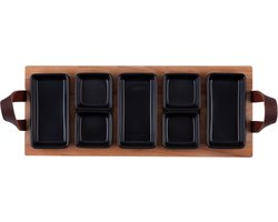 Bowls and Dishes Borrelplank | Serveertray | Dienblad | BBQ tip! 49cm 5-vaks met schaaltjes zwart