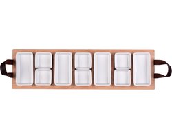 Bowls and Dishes Borrelplank | Serveertray | Dienblad | BBQ tip! 69 cm 7-vaks met schaaltjes wit