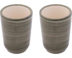 Bowls and Dishes Mano Aardewerk Mok - 2 stuks | Koffiemok | Koffiebeker | Theemok | Zonder Oor | Groen - set 2 pcs