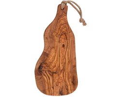 Bowls and Dishes Pure Olive Wood olijfhouten Borrelplank | Tapasplank | Serveerplank Rustique met handvat 40-45 cm | cadeautip!