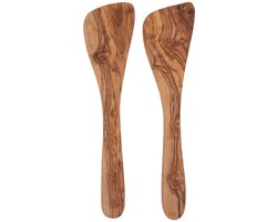 Bowls and Dishes Pure Olive Wood olijfhouten spatelset 2delig 25cm gebogen | vaderdag cadeautip!