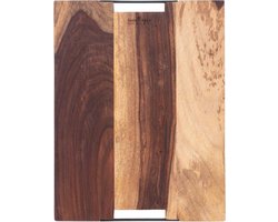 Bowls and Dishes Pure Rose Wood Duurzame Borrelplank | Tapasplank | Serveerplank - met twee metalen handvatten - 45 x 35 cm | cadeautip!