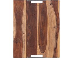 Bowls and Dishes Pure Rose Wood Duurzame Borrelplank | Tapasplank | Serveerplank - met twee metalen handvatten - 50 x 40 cm | cadeautip!