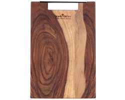 Bowls and Dishes Pure Rose Wood Duurzame Borrelplank | Tapasplank | Serveerplank recht met metalen handvat 30 cm | BBQ cadeautip!