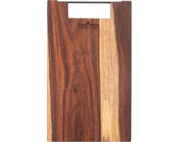 Bowls and Dishes Pure Rose Wood Duurzame Borrelplank | Tapasplank | Serveerplank recht met metalen handvat 39 cm | BBQ cadeautip!