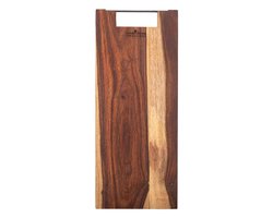 Bowls and Dishes Pure Rose Wood Duurzame Borrelplank | Tapasplank | Serveerplank recht met metalen handvat 49 cm | cadeautip!