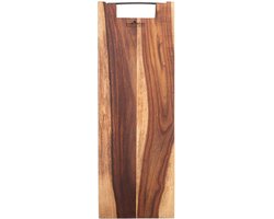 Bowls and Dishes Pure Rose Wood Duurzame Borrelplank | Tapasplank | Serveerplank recht met metalen handvat 59 cm | BBQ cadeautip!