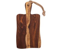 Bowls and Dishes Pure Rose Wood Duurzame Borrelplank | Tapasplank | Serveerplank rustiek met handvat 35 cm | BBQ cadeautip!