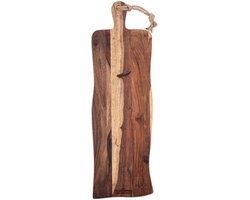 Bowls and Dishes Pure Rose Wood Duurzame Borrelplank | Tapasplank | Serveerplank rustiek met handvat 59 cm | BBQ cadeautip!