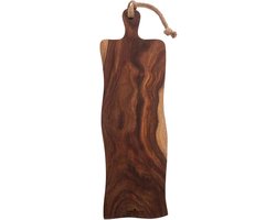 Bowls and Dishes Pure Rose Wood Duurzame Borrelplank | Tapasplank | Serveerplank rustiek met handvat 59 cm | vaderdag cadeautip!