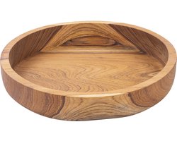 Bowls and Dishes Pure Teak Wood Schaal | Houten Kom | Houten Fruitschaal | cadeau tip Ø 32 x 7 cm | cadeautip!
