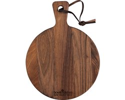 Bowls and Dishes Pure Walnut Wood | Duurzaam | Borrelplank | Tapasplank | Serveerplank rond | Kaasplankje Ø 20 x 1,5 cm | walnoot hout | BBQ cadeautip!