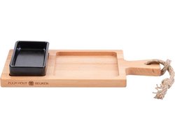 Bowls and Dishes | Puur Hout | Duurzaam | Beuken Foodplank 35 cm 2 vak 1 schaaltje zwart