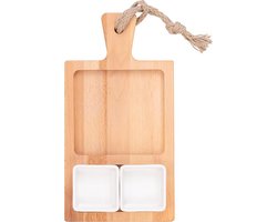 Bowls and Dishes | Puur Hout | Duurzaam | Beuken Foodplank 35 cm 2 vak 2 schaaltjes wit