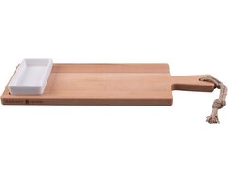 Bowls and Dishes | Puur Hout | Duurzaam | Beuken Foodplank 49 cm 1 vak 1 schaaltje wit