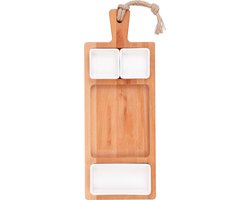 Bowls and Dishes | Puur Hout | Duurzaam | Beuken Foodplank 49 cm 3 vak 3 schaaltjes wit
