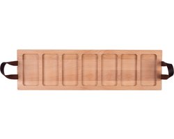 Bowls and Dishes | Puur Hout | Duurzaam | Beuken Streetfoodtray 69 cm 7-vaks handgr leer