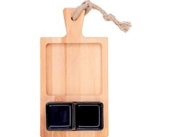 Bowls and Dishes | Puur Hout | Duurzaam | BeukenFfoodplank 35 cm 2 vak 2 schaaltjes zwart