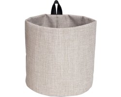 Box of Sweden Opslag van hangende mand - Ronde muur opbergdoos met lus en linnen look - Opknoping Opslag van polyester en karton - Beige