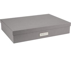 BOX OF SWEDEN SVERKER Documentenbox voor documenten in A3-formaat, bureaulade met deksel en handgreep, opbergdoos van vezelplaat en papier in linnenlook, grijs