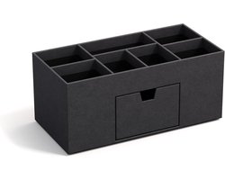 Box of Sweden VENDELA Bureau-Organizer Met 7 Vakken en Lade, Opbergbox Van Vezelplaat en Papier, Bureauset Voor Kantoormateriaal - Zwart