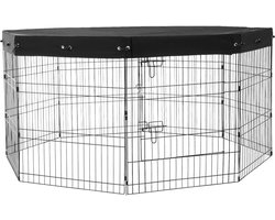 Box voor Honden, 8 Panelen elk 76,2 cm H x 61 cm B, Opvouwbaar, Gemaakt van Metaal, met Deur, Deksel Gemaakt van 600D Oxford stof, voor Honden, Katten en Kleine Dieren