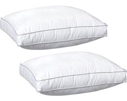 Boxhoofdkussen - Hoofdkussen - 50x60x10 cm - Wit - set van 2 stuks - Navulbaar met ritssluiting - Hoofdkussen Nekklachten - Hoofdkussens Slaapkamer - Geschikt voor rug-, zij- en buikslapers - Orthopedisch - Ergonomisch
