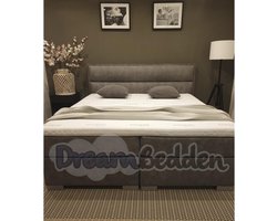 Boxspring 140x200 Moscow incl. Meegestofferde 7-zones Pocketvering matrassen & HR55 koudschuim Bamboo exclusive topper. Grijs