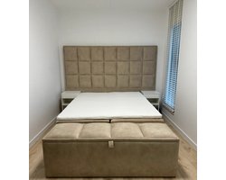 Boxspring - 160x190 - 20 cm - (met matras en hoofdbord en zonder topdekmatras, bedbank en nachtkastjes, ook verkrijgbaar met meegestoffeerd- bedbank en nachtkasjes en in de kleuren Zwart, Antraciet, Grijs, Licht Grijs en Beige)