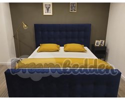 Boxspring 160x200 incl 7-zones pocketvering matras & Voetbord Sofia Blue Velvet